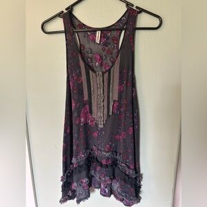 Free people long floral tank top size xs